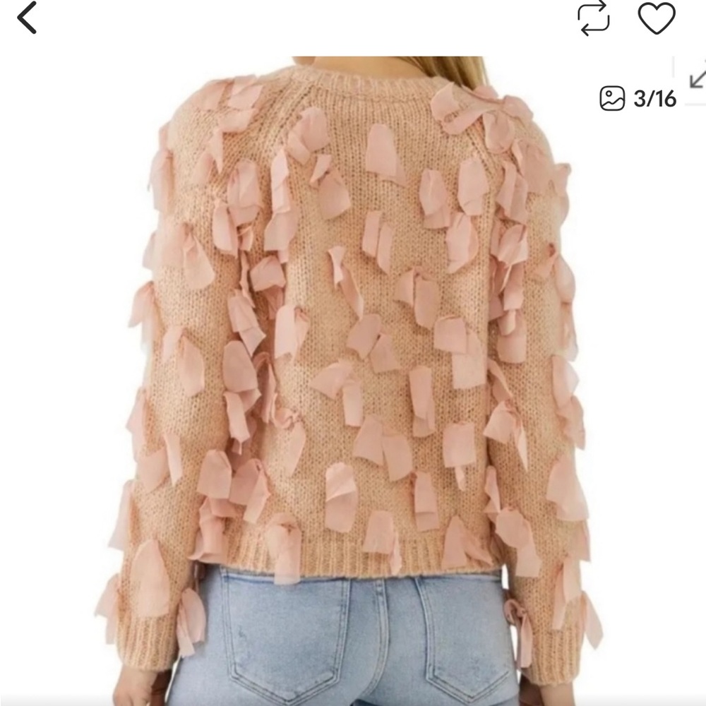 Free the Roses Blush Ribbon-Trim Cardigan - Picture 3 of 5
